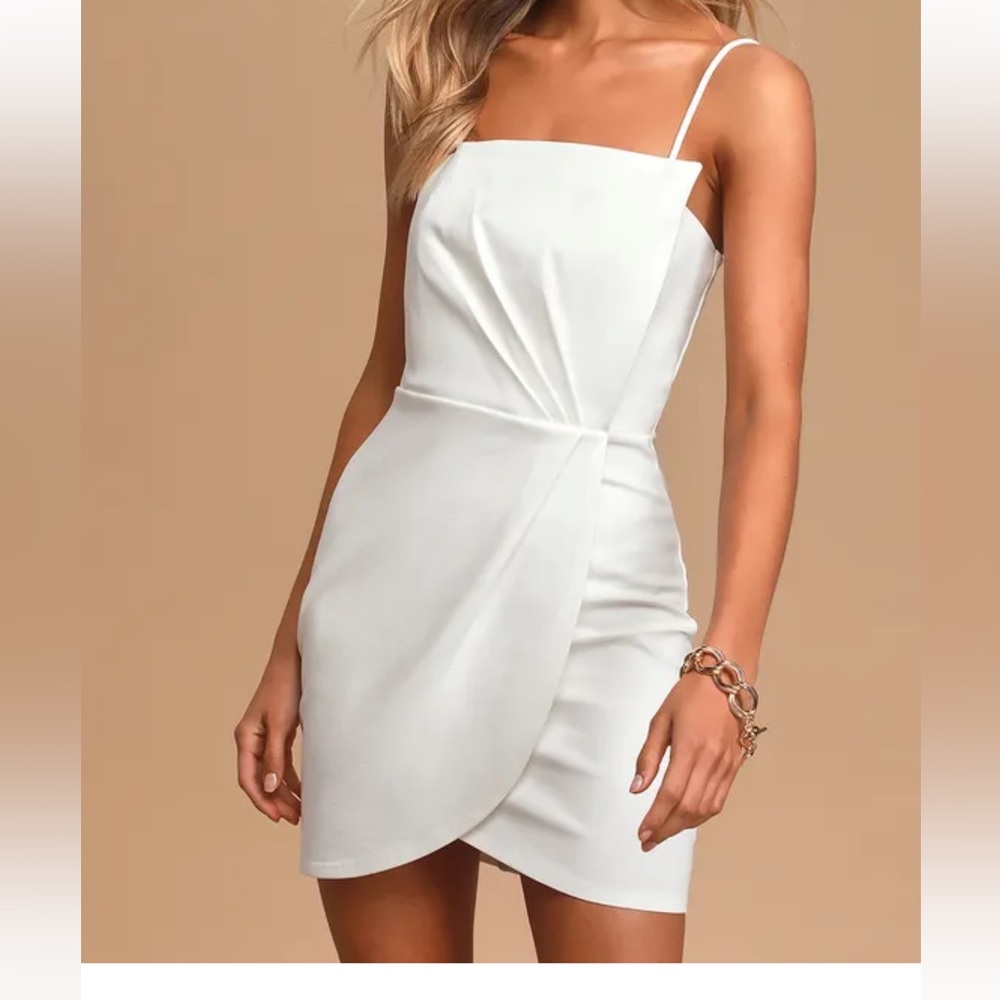 Lulus drinks on me white pleated Bodycon dress